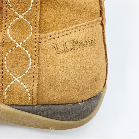 LL Bean Brown Suede Leather Zip Moccasin Winter Fleece Lined‎ Boots Girls - Picture 8 of 12